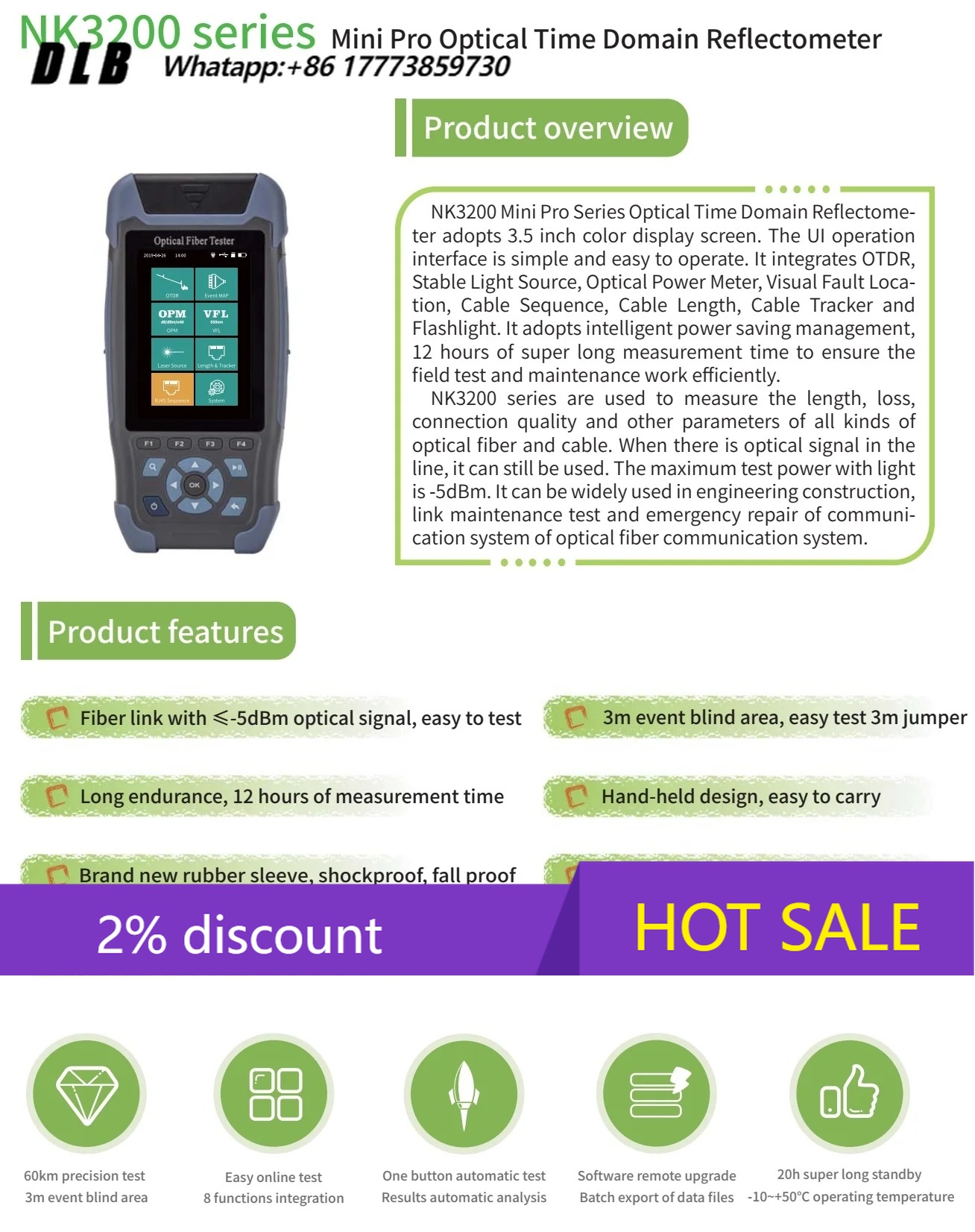 Optical Time Domain Reflectometer Otdr 1310 1550Nm - NK3200D OTDR光時間領域反射率計（タッチスクリーン搭載）24dB/22dB 1310/1550nm光ファイバーテスター（VFL、OPM付き）