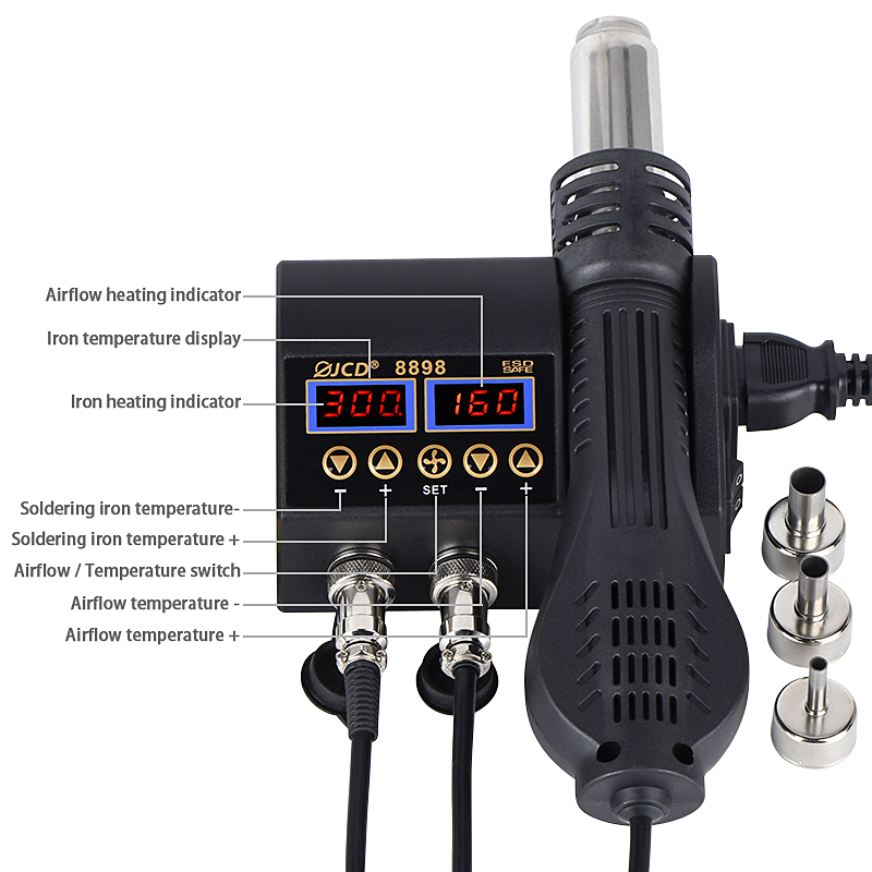 2 in 1 750W ホットエアガン LCD デジタルディ - Smd Rework Station Hot Air Soldering 2 In 1 のレビューと価格