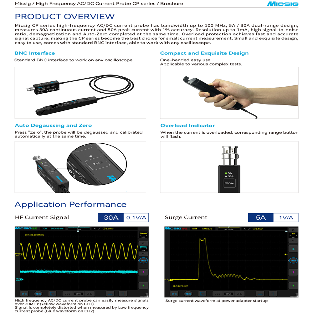 Micsig 高周波 CP1003B CP503B AC/D - Current Probe Ac Dc 50Mhz Oscilloscope のレビューと価格