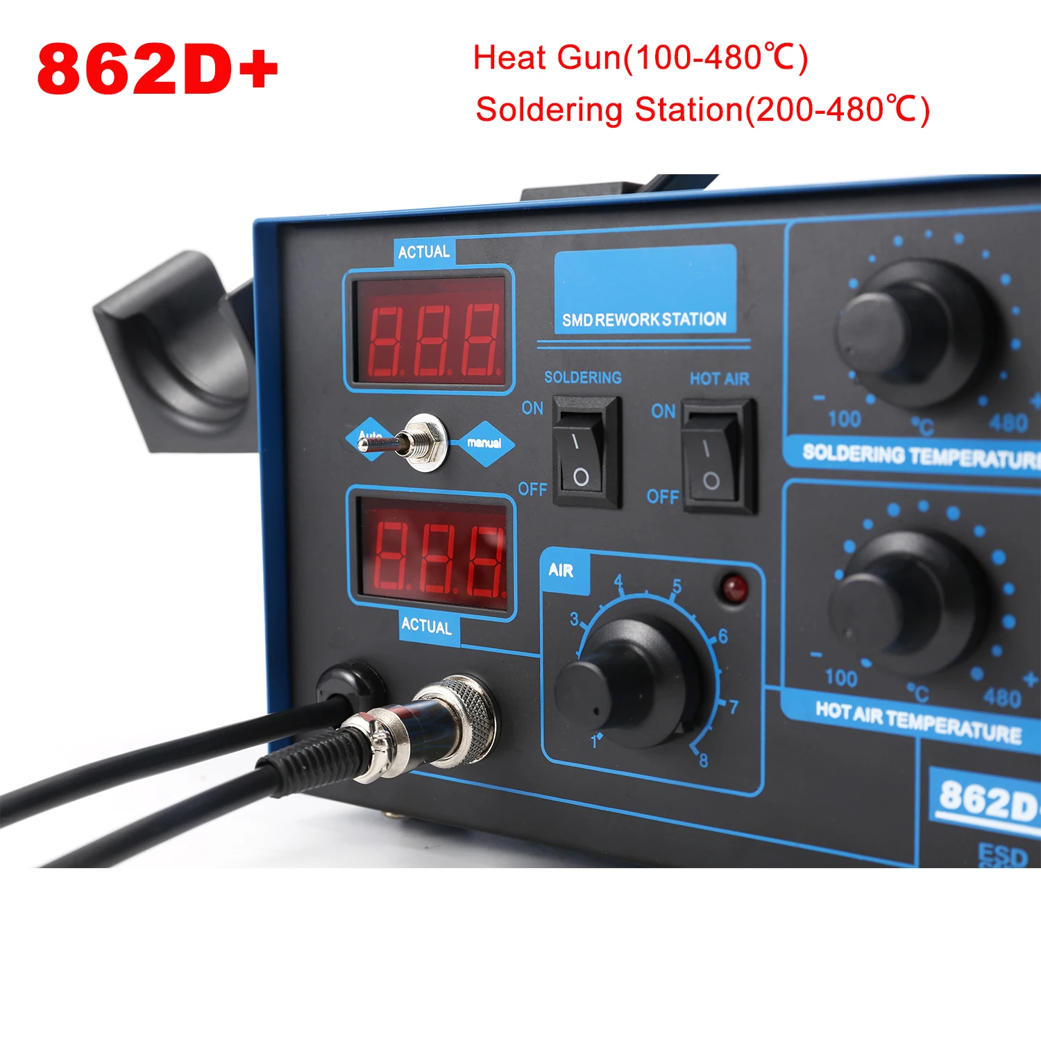 862D+ はんだ付けステーション 2 in 1 BGAリワ - Smd Rework Station Hot Air Soldering 2 In 1 のレビューと価格